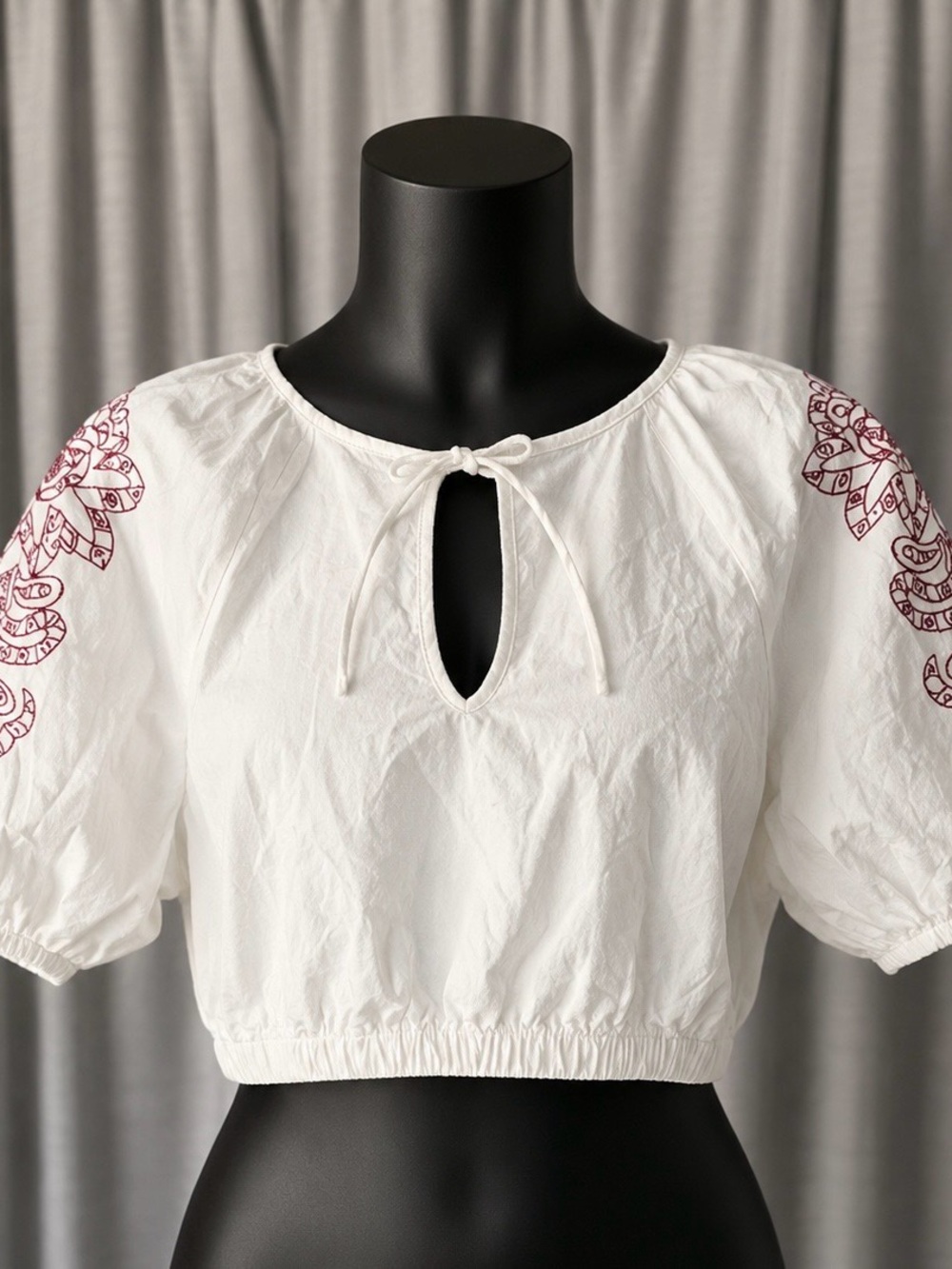 Universal Thread Embroidered Peasant Crop Top Size Small NWT Boho Cottagecore